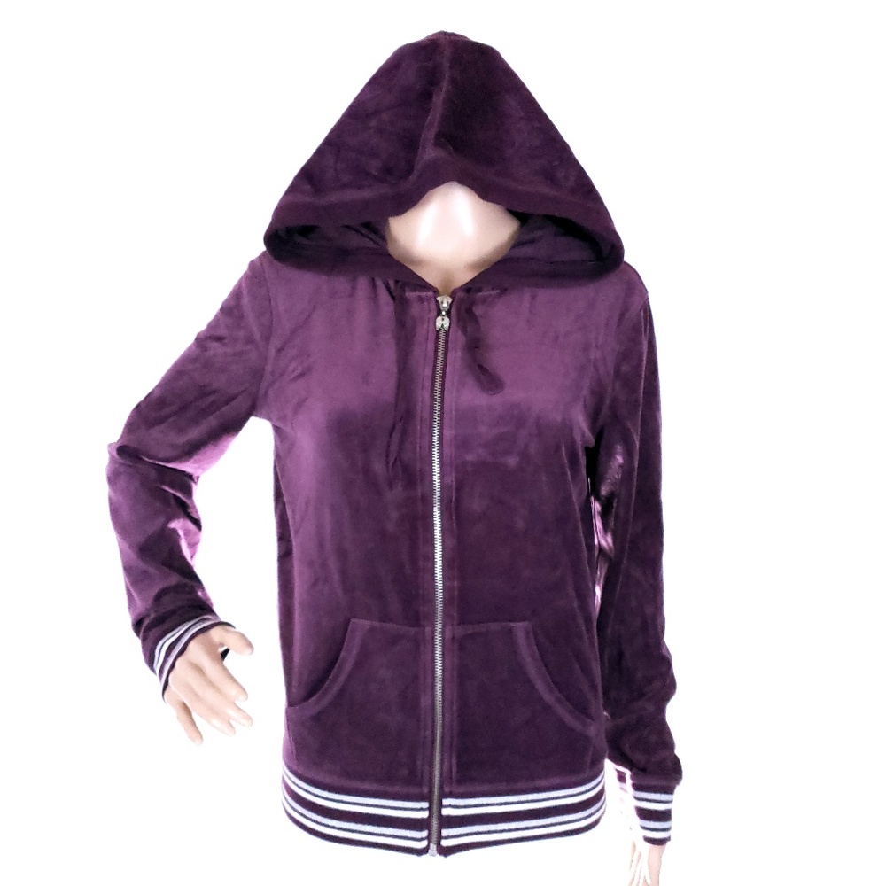 Victoria's Secret Women Full Zip Top Sweatshirt Hoodie Purple Size M